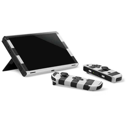Black And White Striped Heart Nintendo Switch OLED (2021) Skin